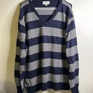Goodfellow & Co striped sweater size xxl long sleeves navy blue white fisherman